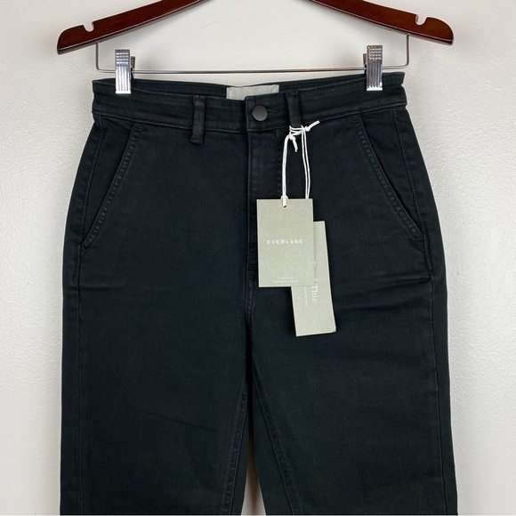 Everlane Slim Leg Crop Straight Leg Pants Washed Black Size 2/26 NWT - Picture 6 of 13